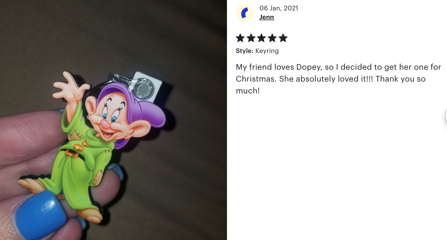 Dopey Dwarf Keyring - Snow White