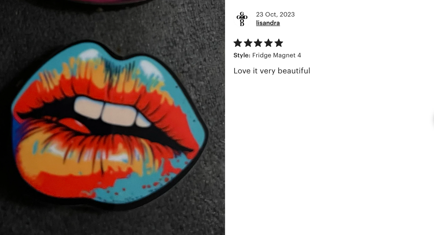 Pop Art Lips 4 Pin Badge/ Magnet