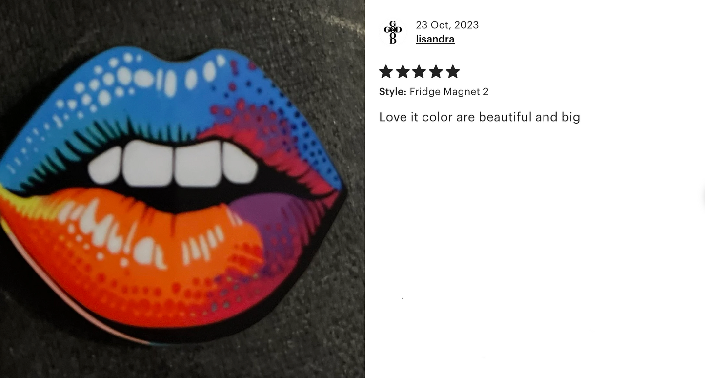 Pop Art Lips 2 Pin Badge/ Magnet