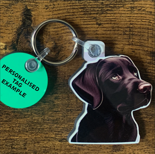 Chocolate Labrador 2 Keyring