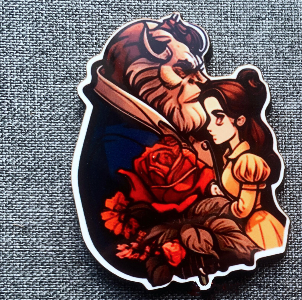 Belle and Beast Pin Badge/ Magnet - Beauty and the Beast