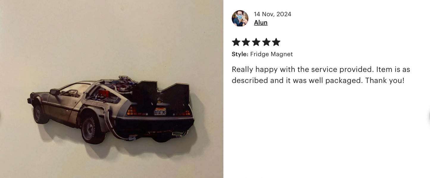 Delorean Pin Badge/ Magnet - Back to the Future