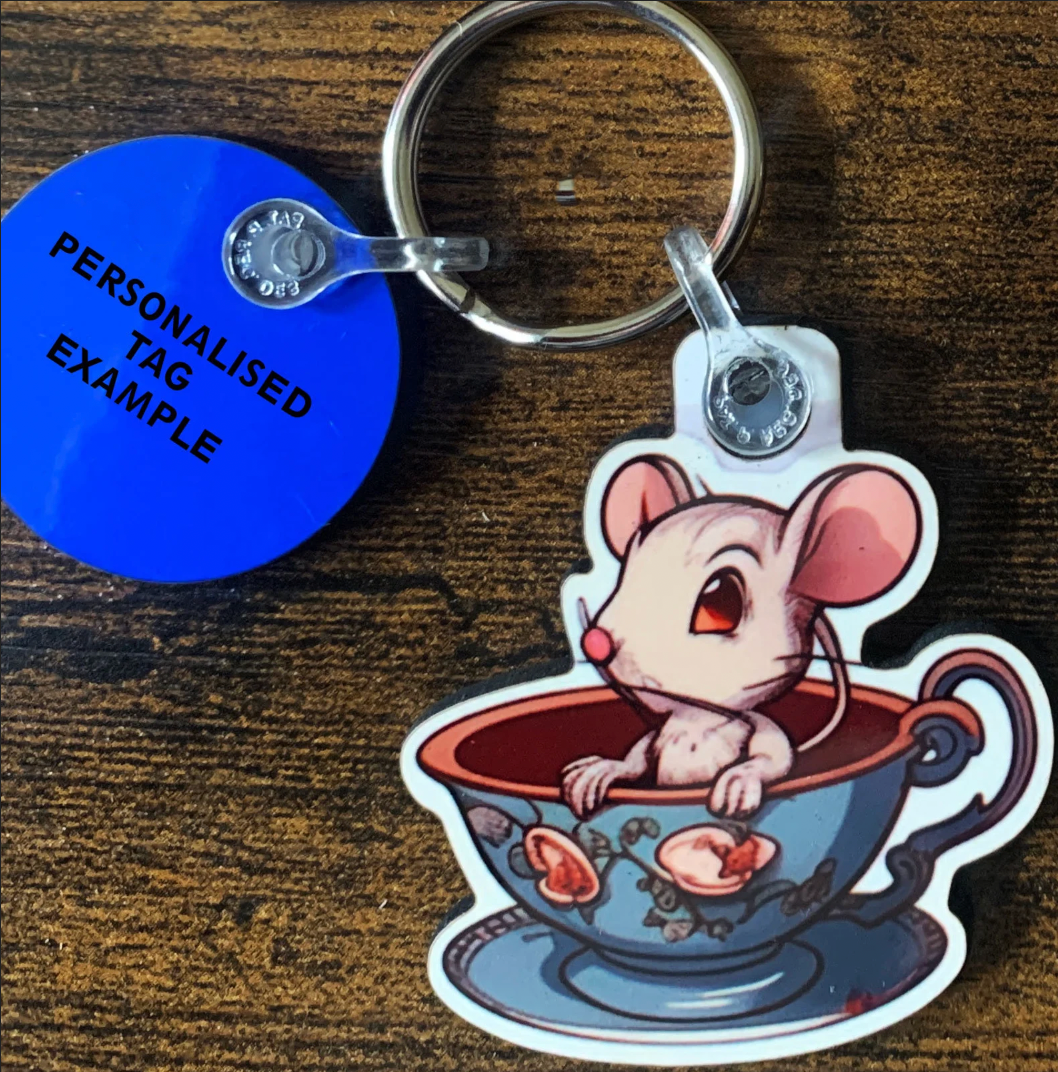Tea Cup Mouse Keyring - Alice in Wonderland