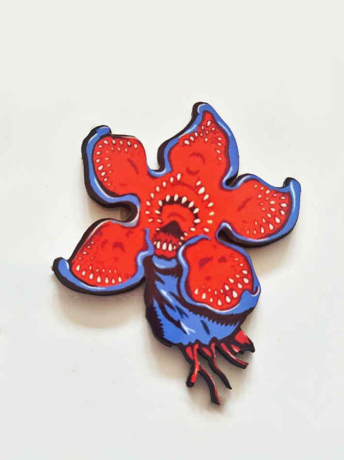 Demogorgon Head Cartoon Pin Badge/ Magnet - Stranger Things