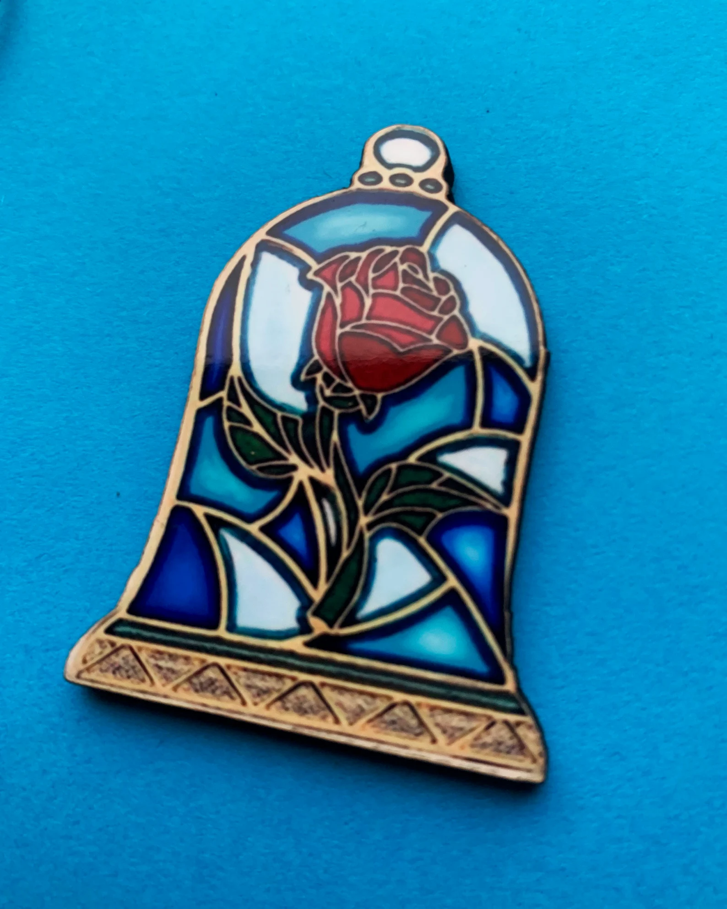 Stained Glass Style Enchanted Rose Pin Badge/ Magnet - Beauty and the Beast