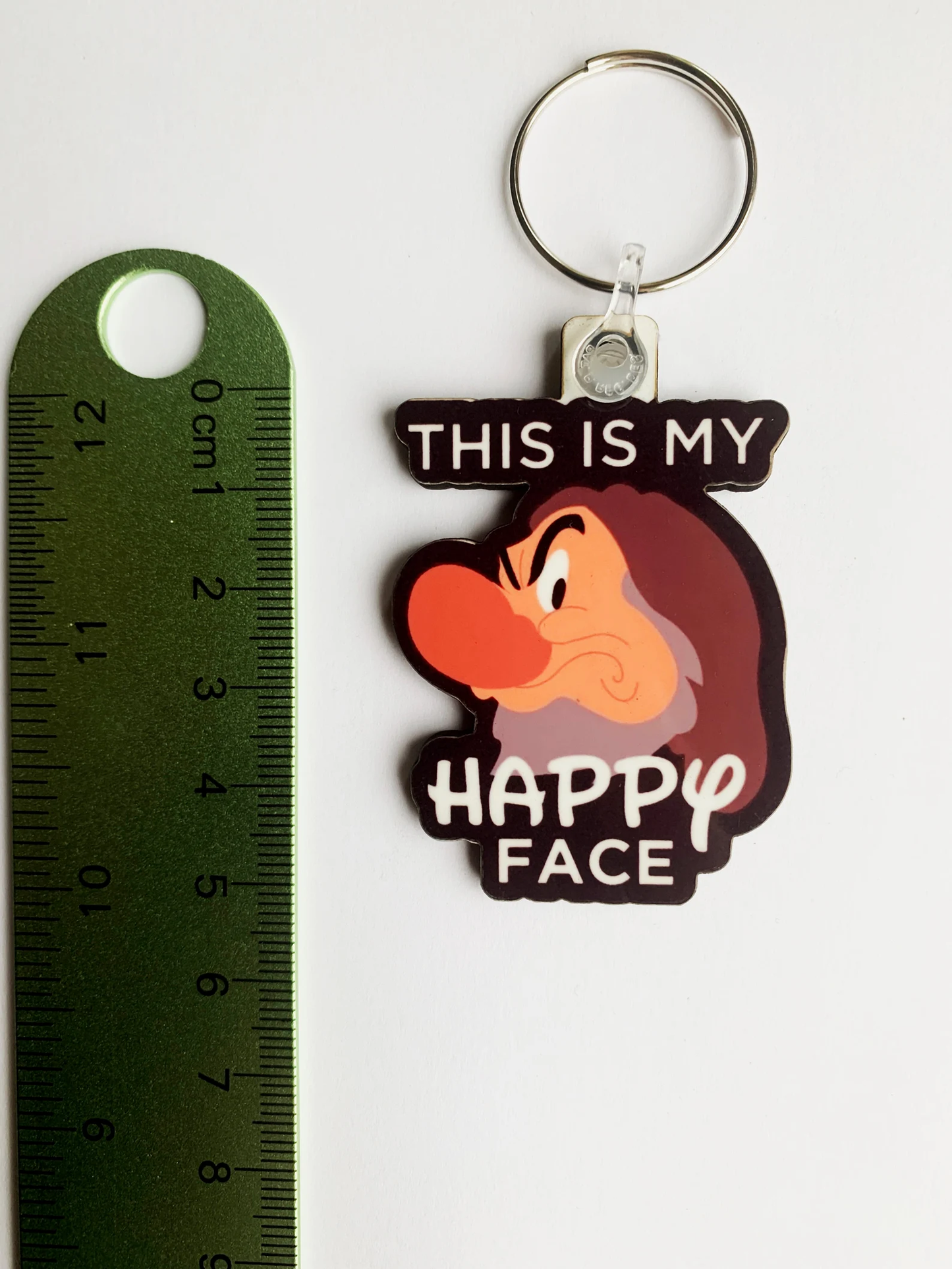 Grumpy Dwarf "This Is My Happy Face" Keyring - Snow White