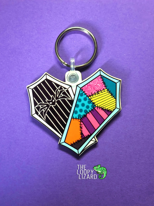Jack and Sally Coffin Heart Keyring - The Nightmare Before Christmas