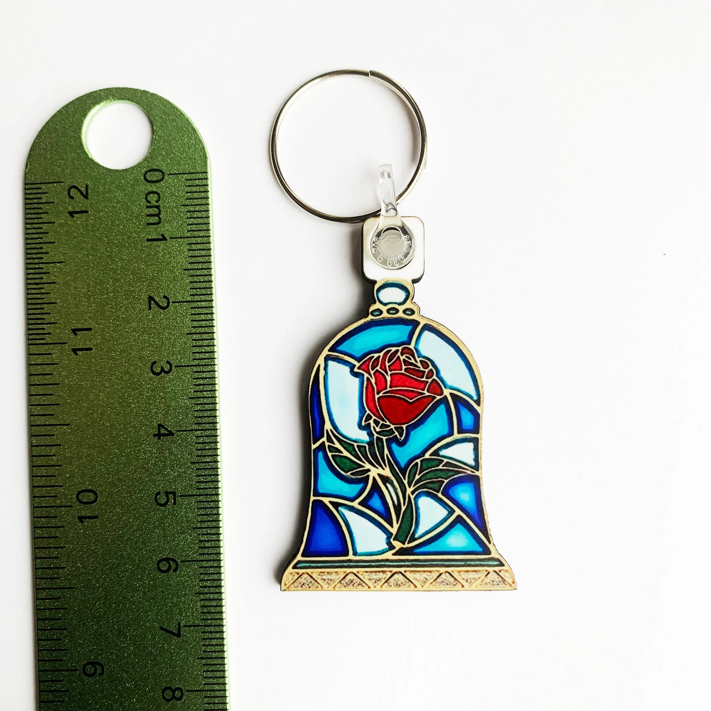 Stained Glass Style Enchanted Rose Keyring - Beauty and the Beast