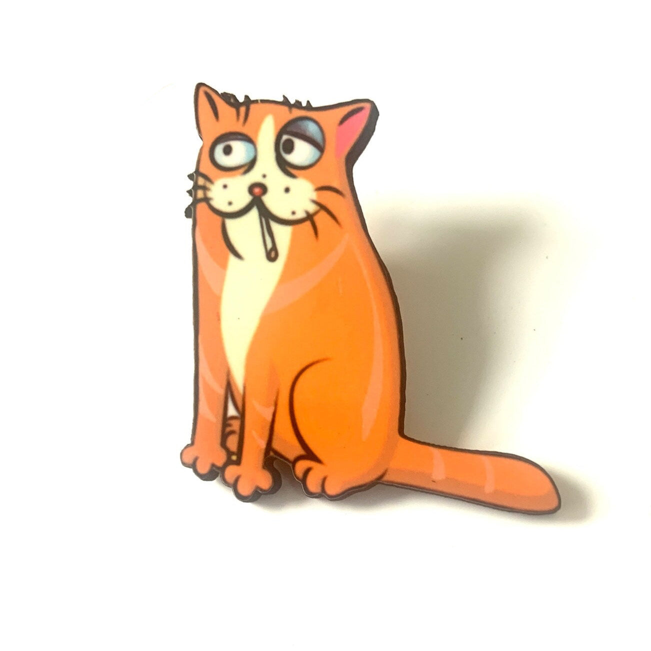 Smoking Cat Pin Badge/ Magnet