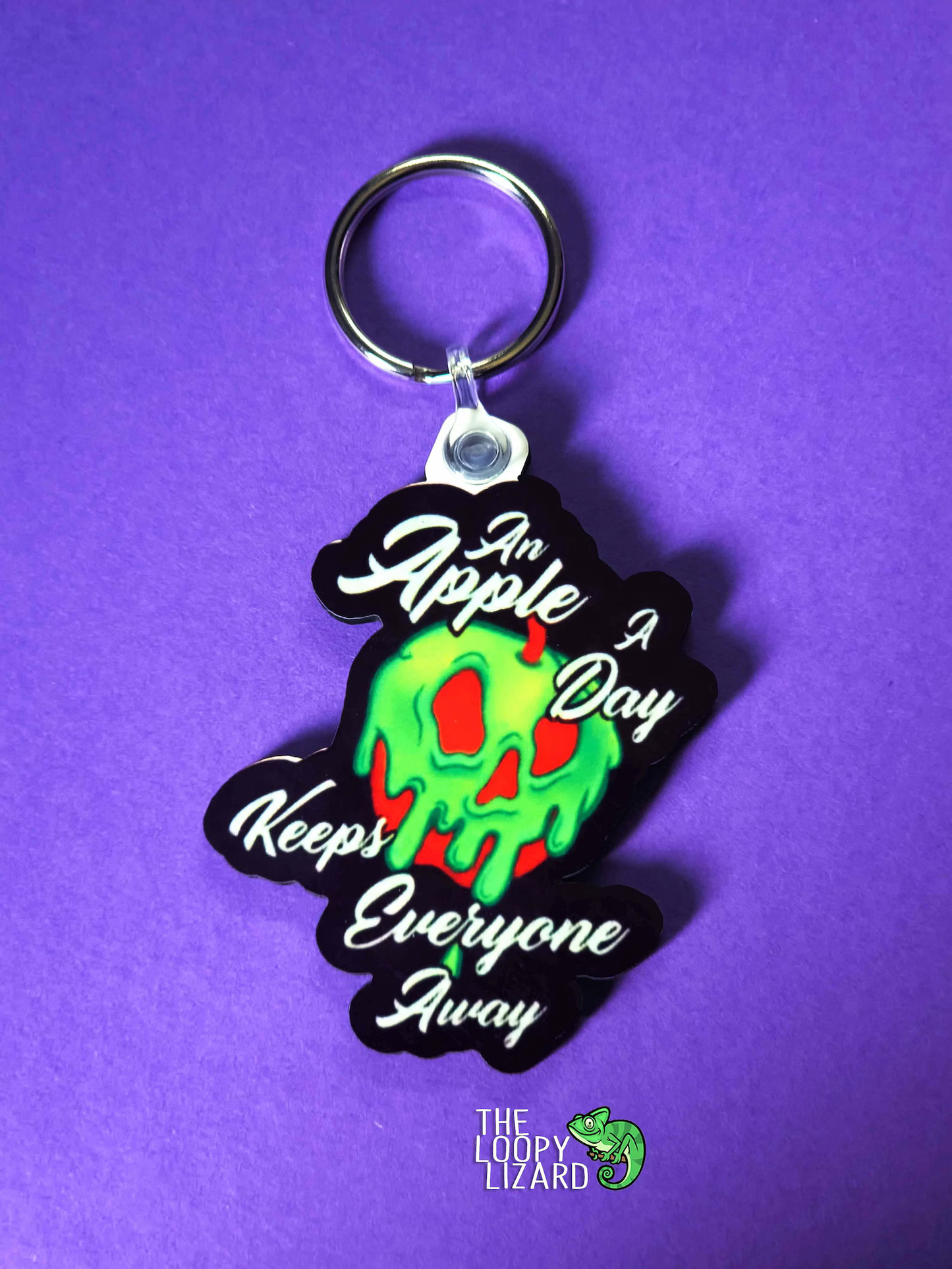 "An Apple A Day, Keeps Everyone Away" Poisoned Apple Keyring - Snow White