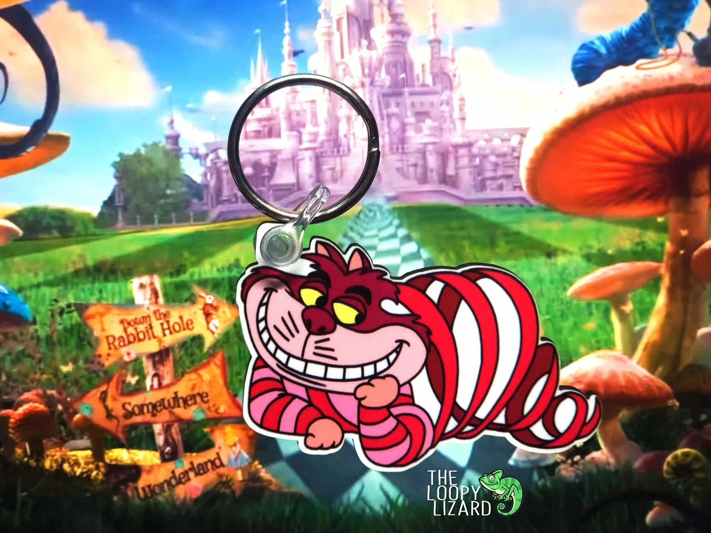 Cheshire Cat Ribbon Keyring - Alice in Wonderland