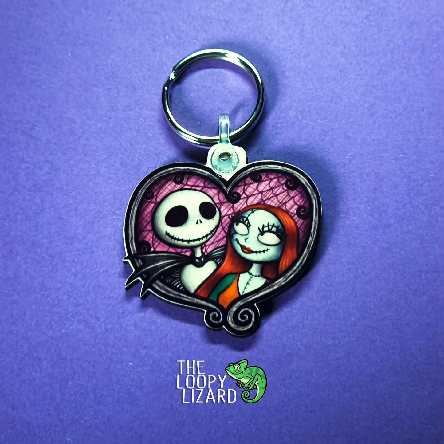 Jack and Sally Heart Keyring - The Nightmare Before Christmas