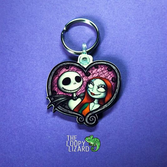 Jack and Sally Heart Keyring - The Nightmare Before Christmas