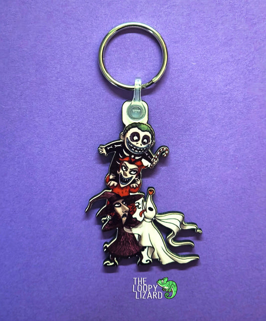 Lock, Shock and Barrel Pile Keyring - The Nightmare Before Christmas