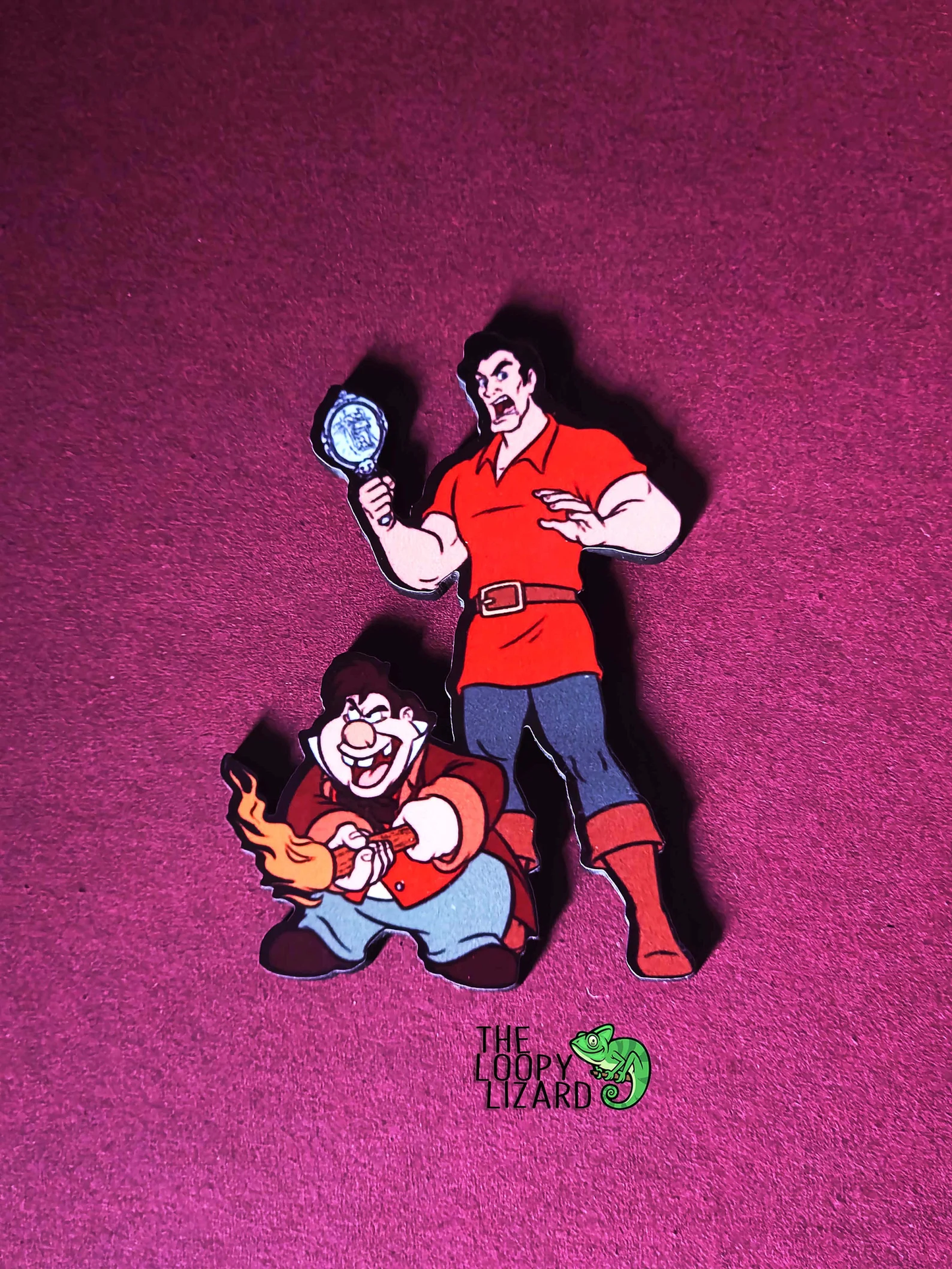 Gaston and Lafou Pin Badge/ Magnet - Beauty and the Beast