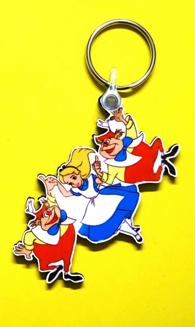 Tweedledum, Tweedledee and Alice Keyring - Alice in Wonderland