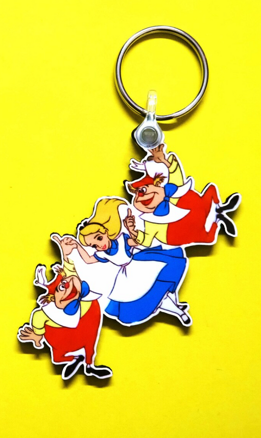 Tweedledum, Tweedledee and Alice Keyring - Alice in Wonderland