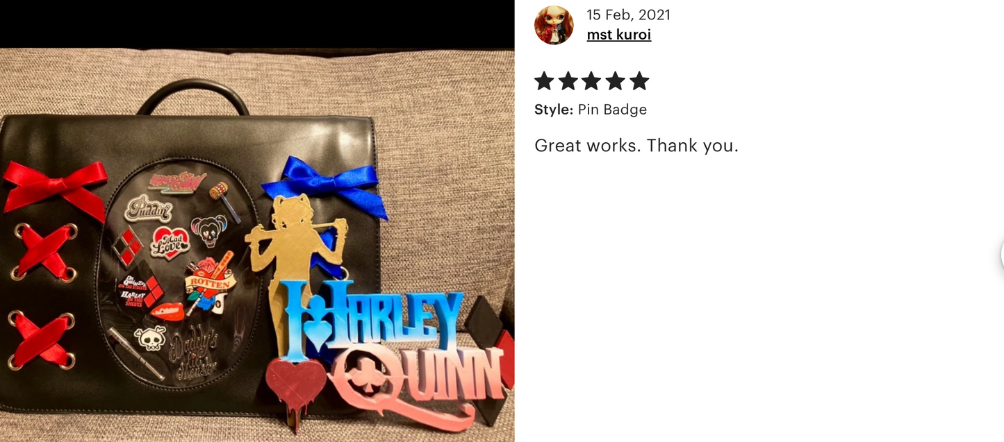 Harley Quinn "ROTTEN" Pin Badge/ Magnet