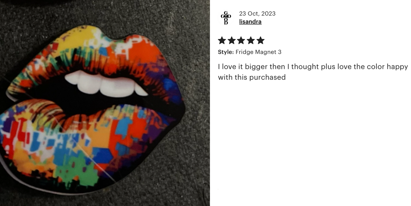 Pop Art Lips 3 Pin Badge/ Magnet
