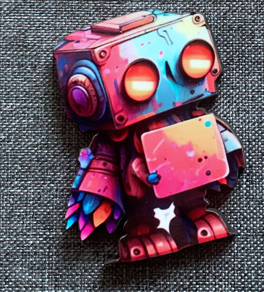 Colourful Robot Pin Badge/ Magnet