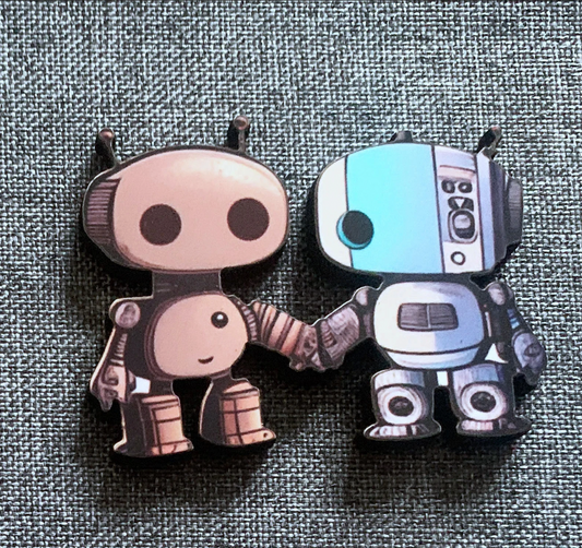 Robot Friendship Pin Badge/ Magnet