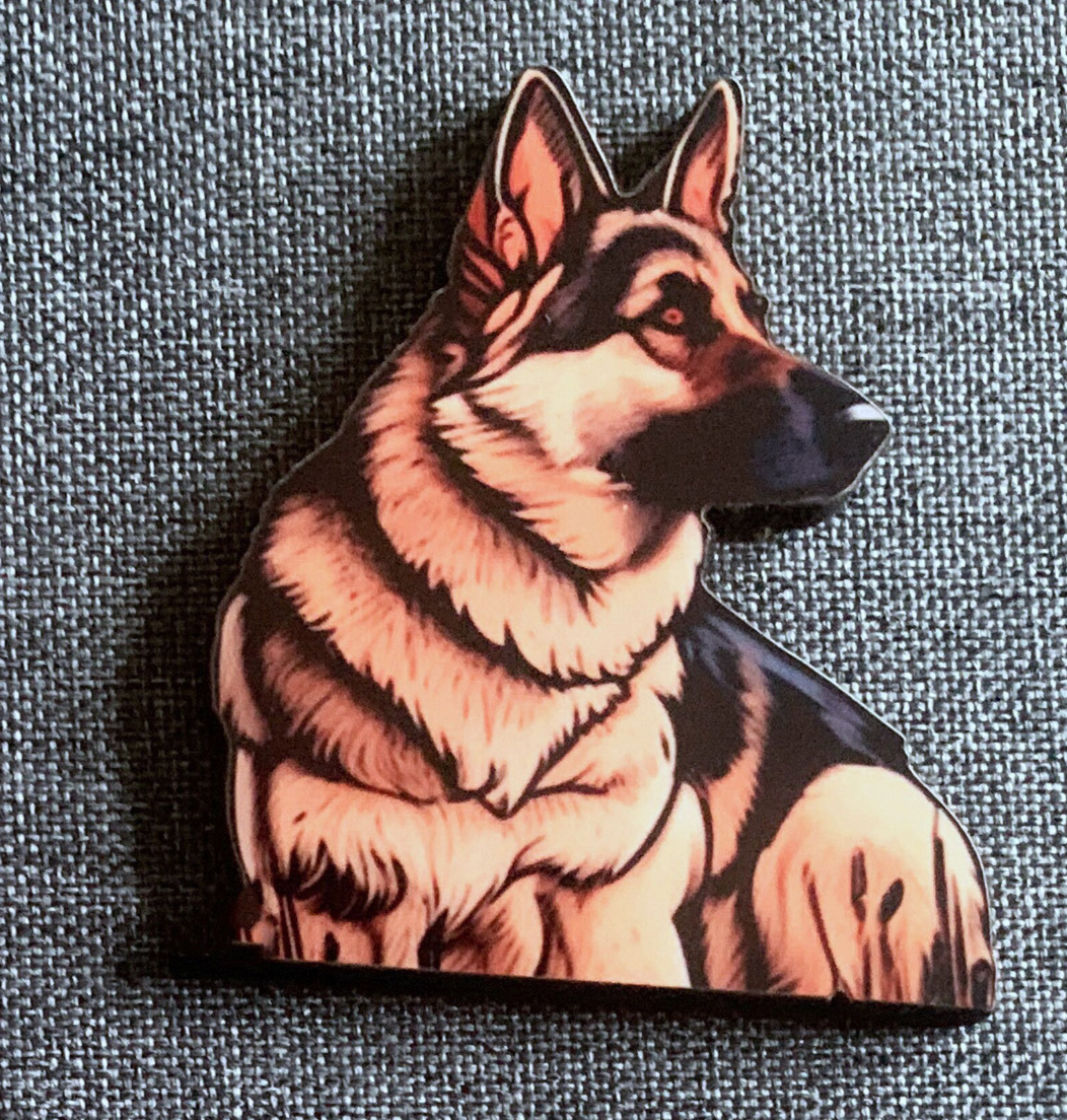 German Shepherd 2 Pin Badge/ Magnet