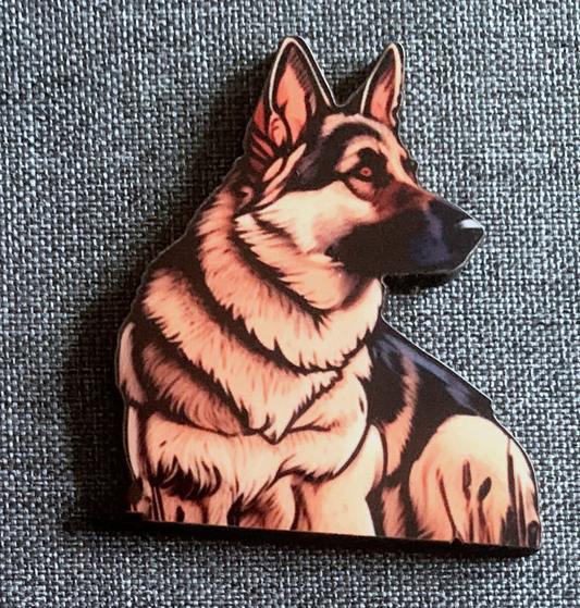 German Shepherd 2 Pin Badge/ Magnet