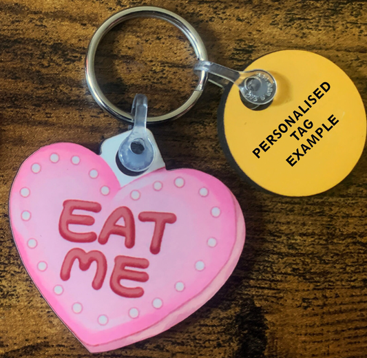 "Eat Me" Cake Keyring - Alice in Wonderland