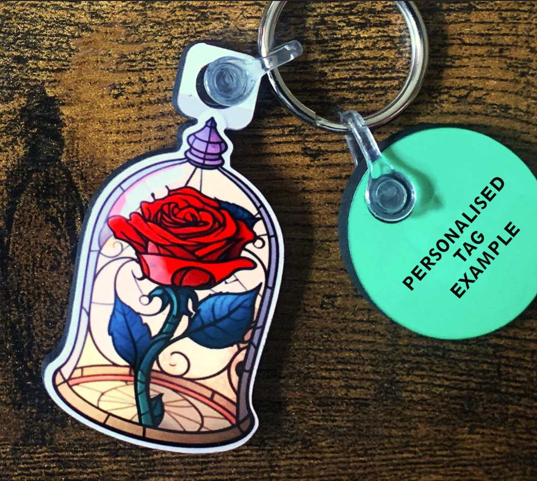Enchanted Rose Keyring - Beauty and the Beast