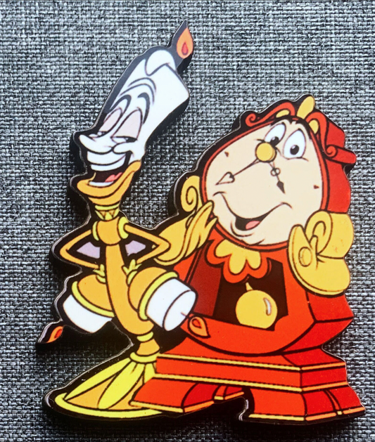 Lumiere and Cogsworth Pin Badge/ Magnet - Beauty and the Beast