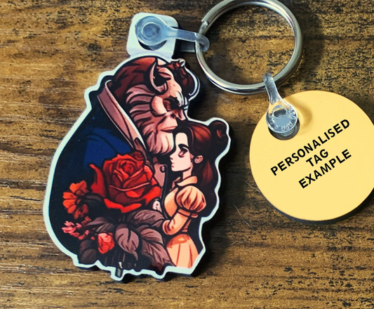 Belle and Beast Keyring - Beauty and the Beast