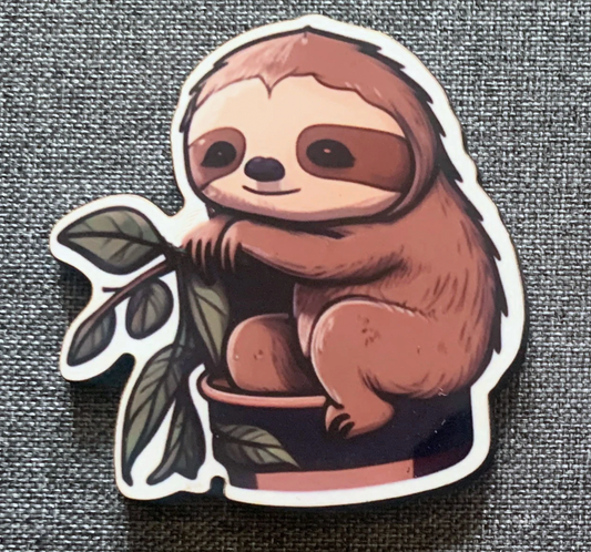 Leaf Eating Sloth Pin Badge/ Magnet