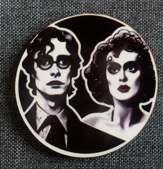 Brad majors and Janet Weiss Pin Badge/ Magnet - Rocky Horror Show