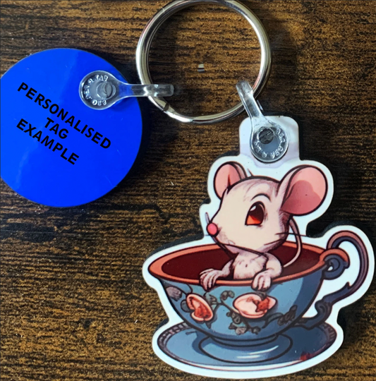 Tea Cup Mouse Keyring - Alice in Wonderland