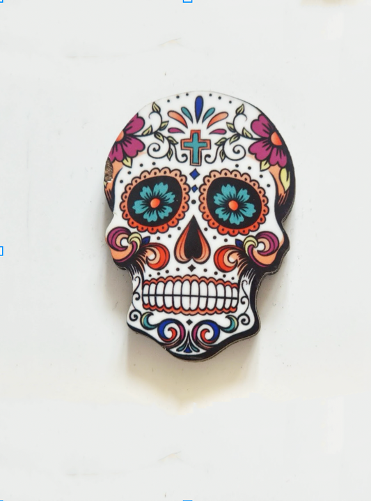 Sugar Skull Pin Badge/ Magnet - Day of the Dead