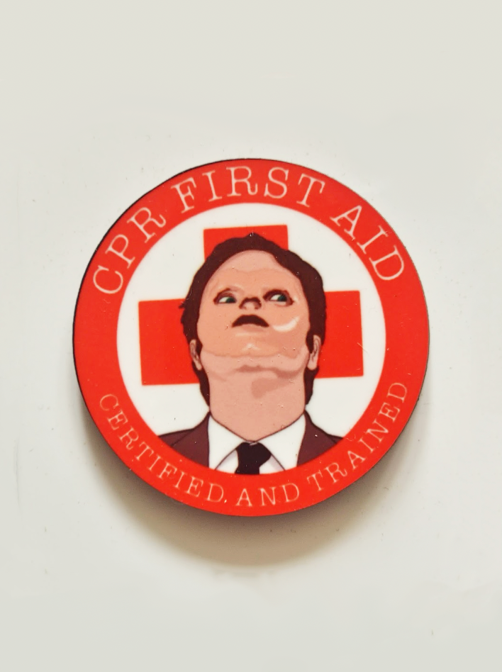 CPR Certified Dwight Pin Badge/ Magnet - The Office
