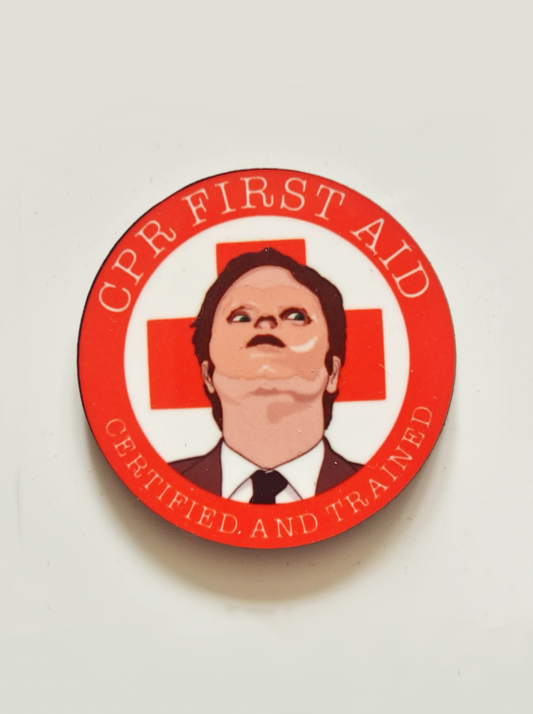 CPR Certified Dwight Pin Badge/ Magnet - The Office