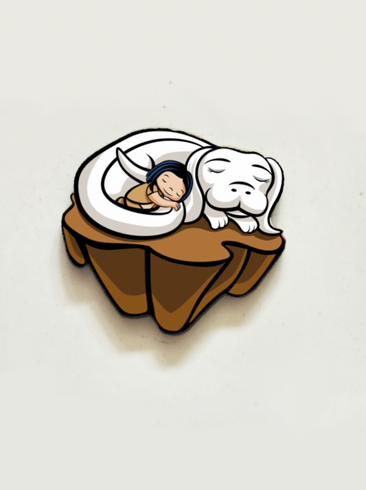 Falkor and Atreyu Cartoon Pin Badge/ Magnet - The NeverEnding Story