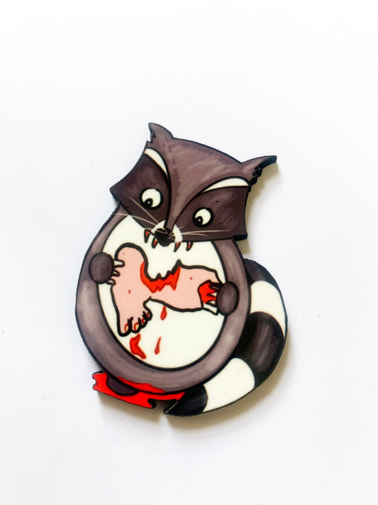 Savage Raccoon Pin Badge/ Magnet