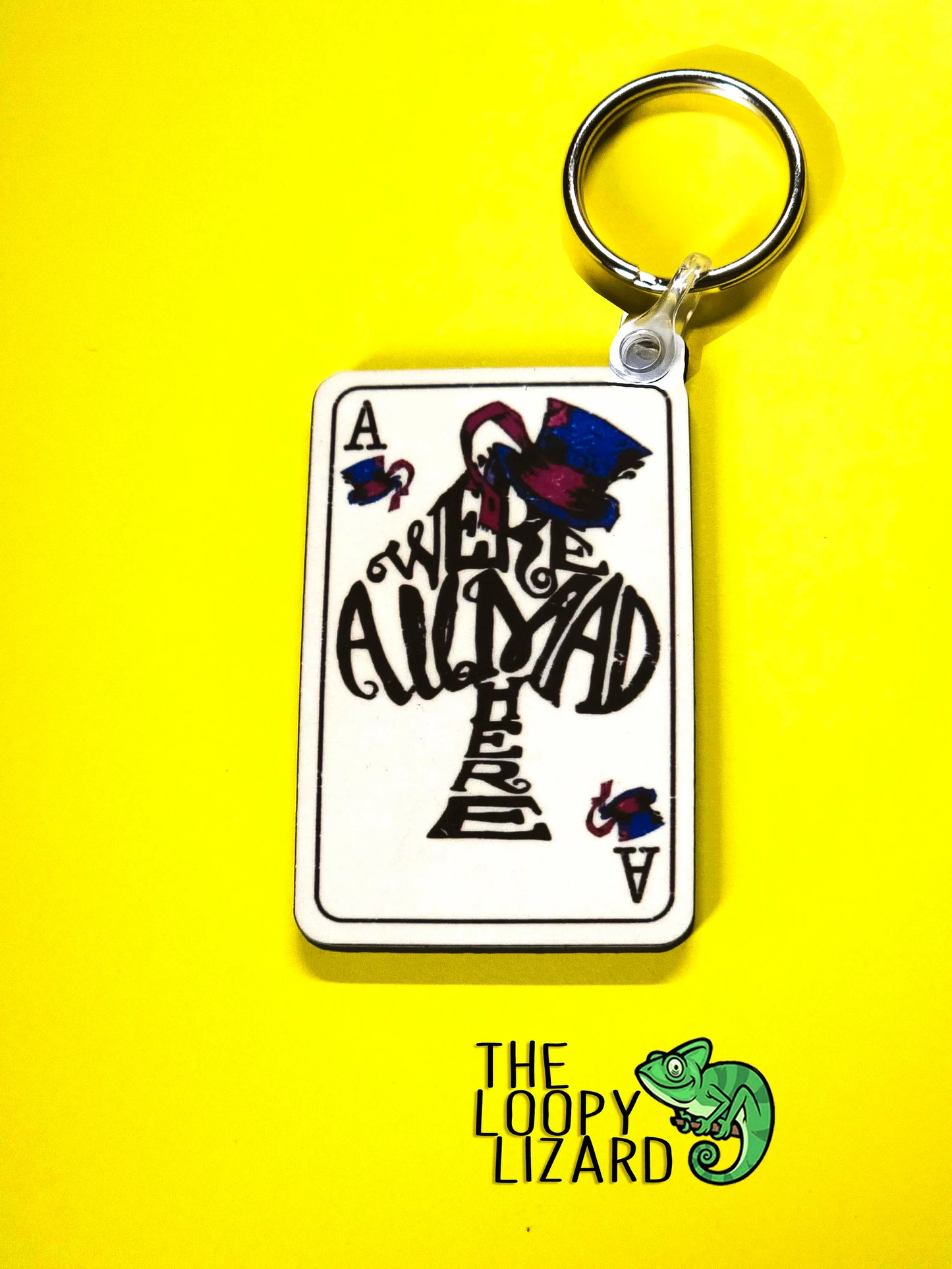 "We're All Mad Here" Playing Card Keyring - Alice in Wonderland