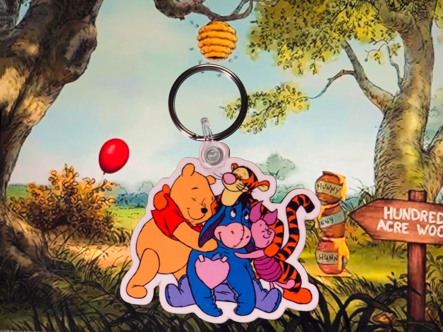 Winnie the Pooh Group Hug Keyring