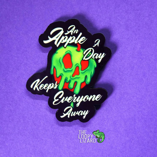 "An Apple A Day, Keeps Everyone Away" Poisoned Apple Pin Badge/ Magnet - Snow White