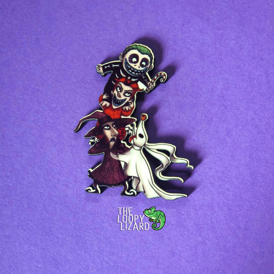 Lock, Shock and Barrel Pile Pin Badge/ Magnet - The Nightmare Before Christmas