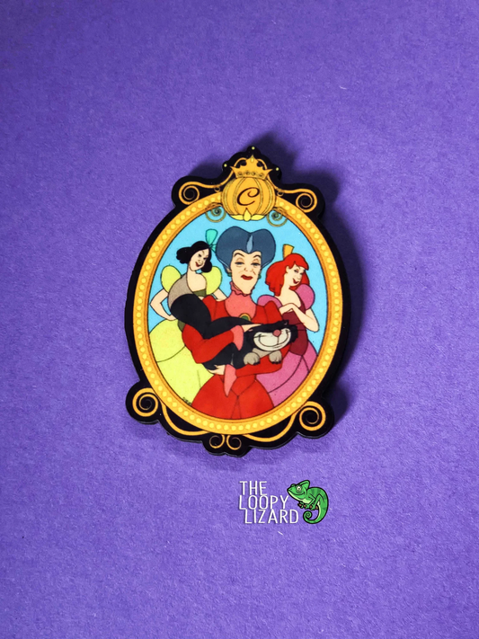 Wicked Stepmother and Ugly Stepsisters Family Frame Pin Badge/ Magnet - Cinderella