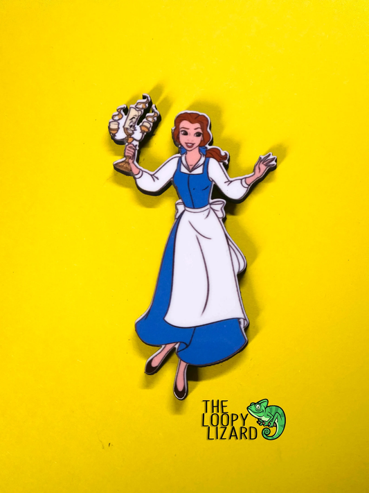 Belle and Lumiere Pin Badge/ Magnet - Beauty and the Beast