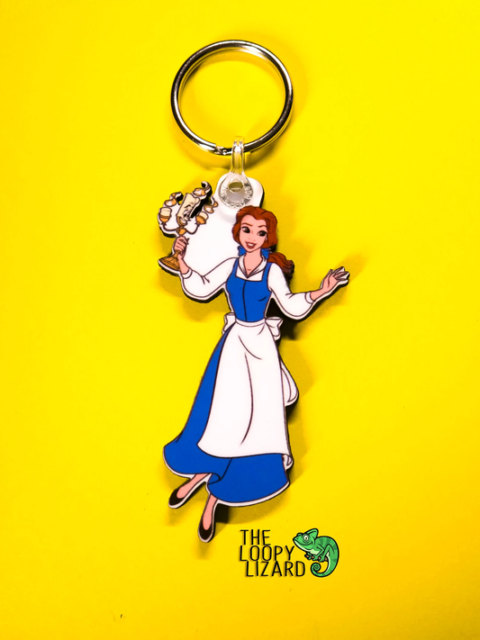 Belle and Lumiere Keyring - Beauty and the Beast