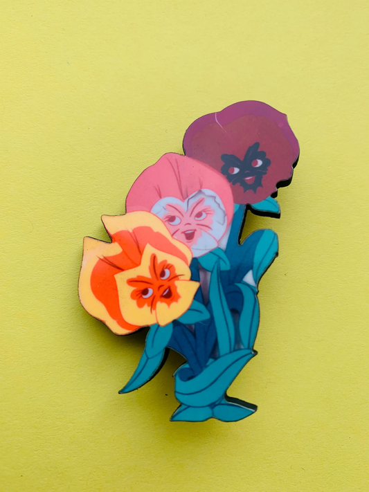Talking Flowers Pin Badge/ Magnet - Alice in Wonderland