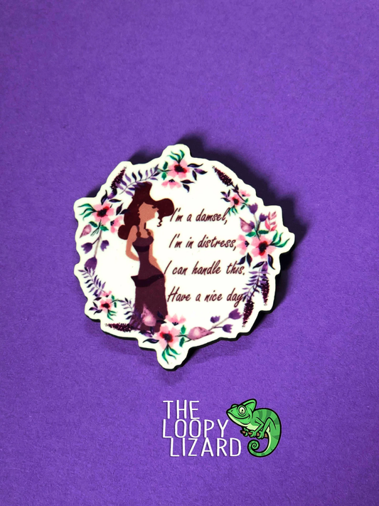 "I'm a Damsel" Pin Badge/ Magnet - Hercules