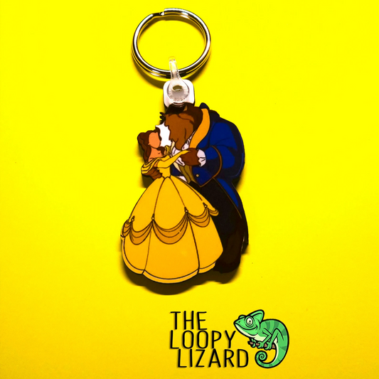Belle and Beast Abstract Keyring - Beauty and the Beast