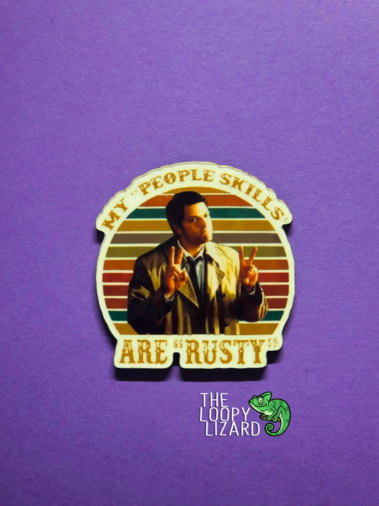 My People Skills Are "Rusty" Pin Badge/ Magnet - Supernatural